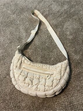 Cream Quilted Crossbody Shoulder Bag - Women